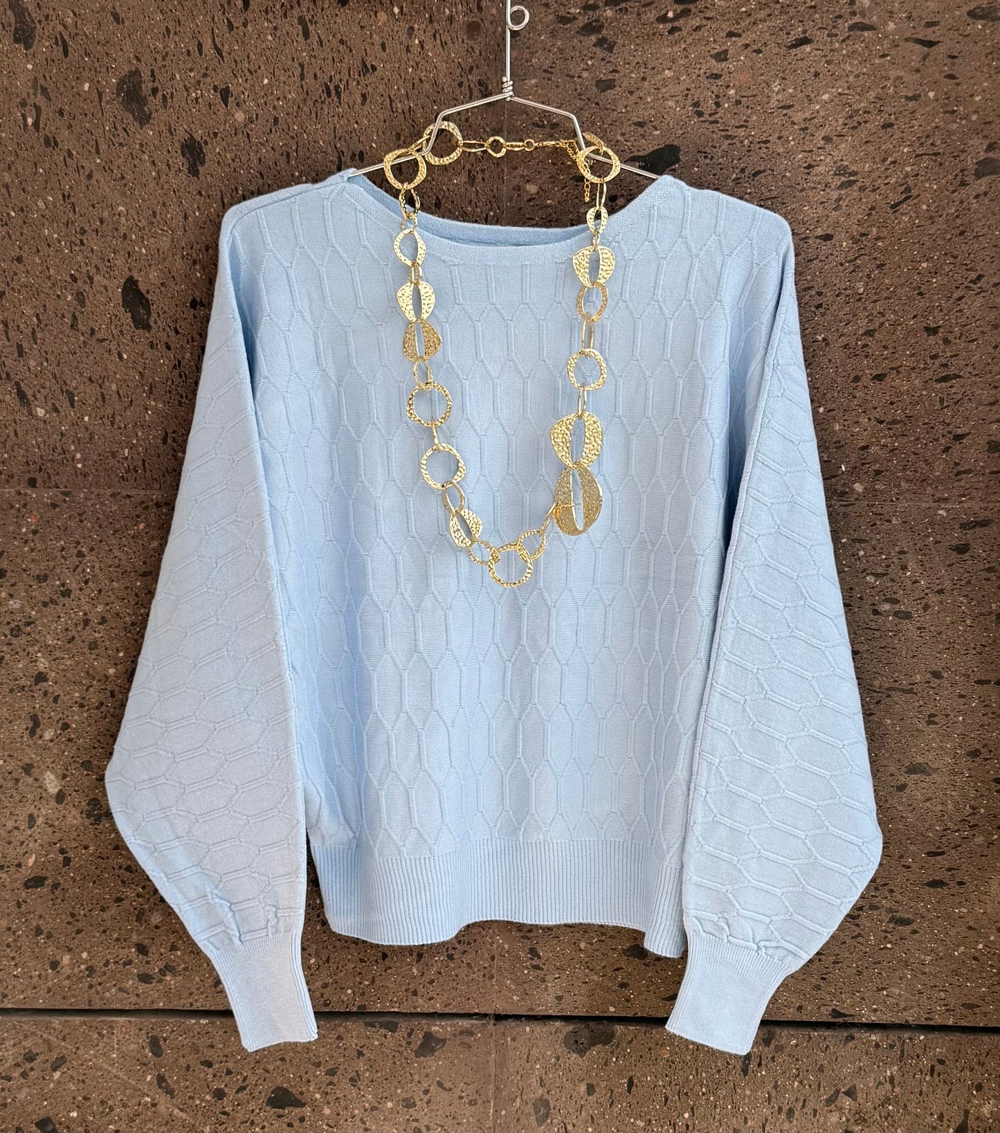 Sweter hombro caído baby Blue