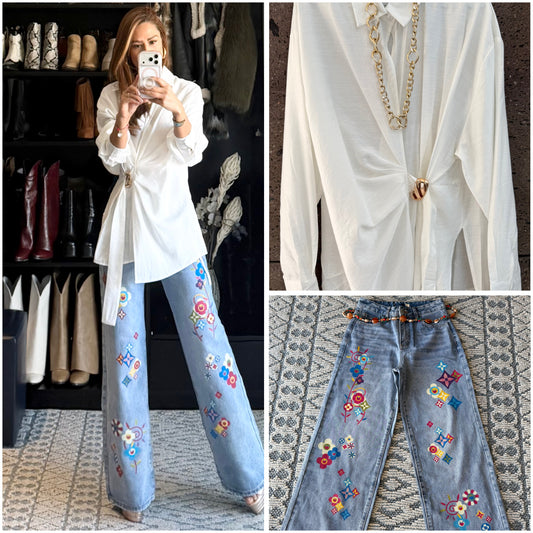 Blusón broche perla