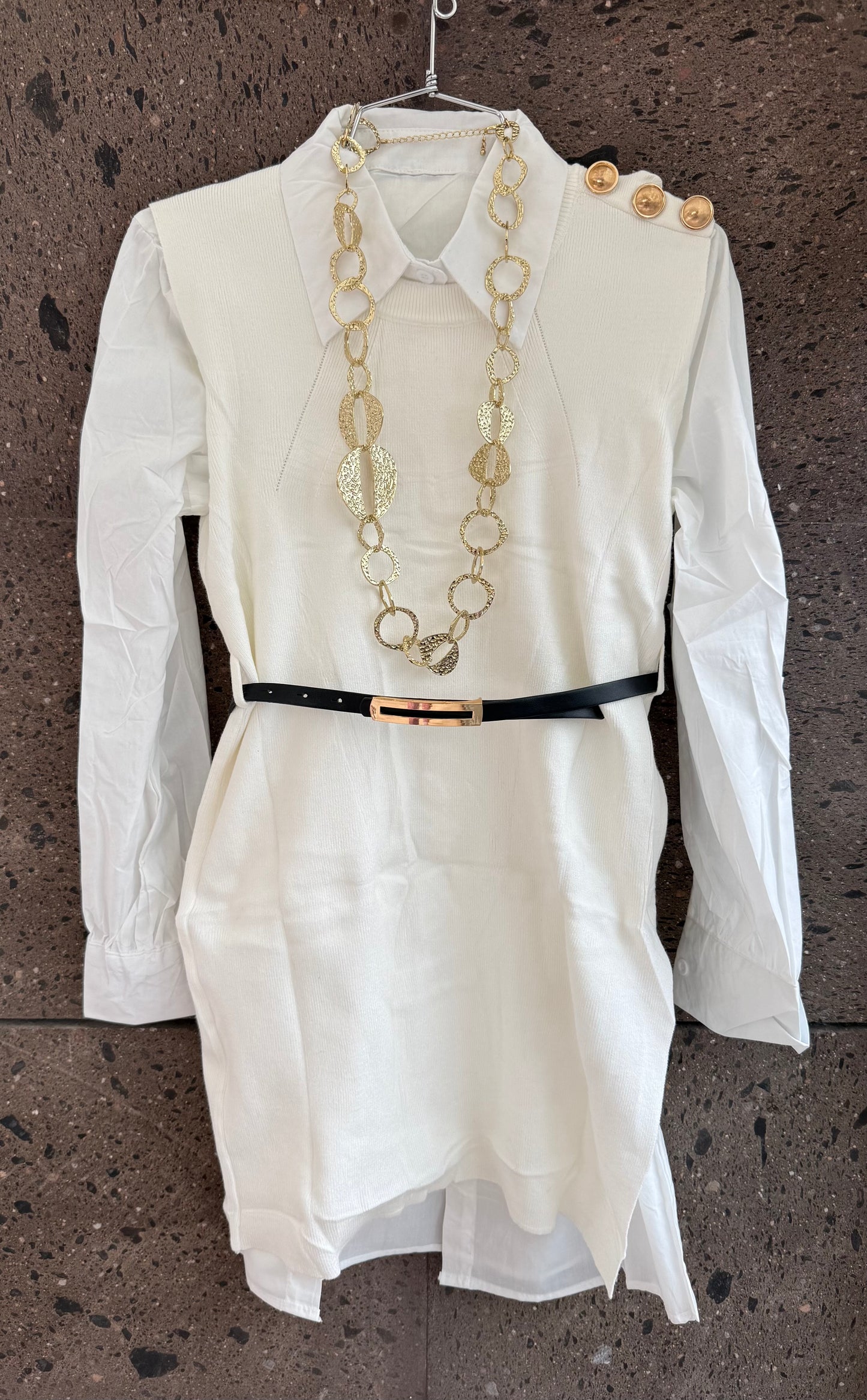 Camisa chaleco perla