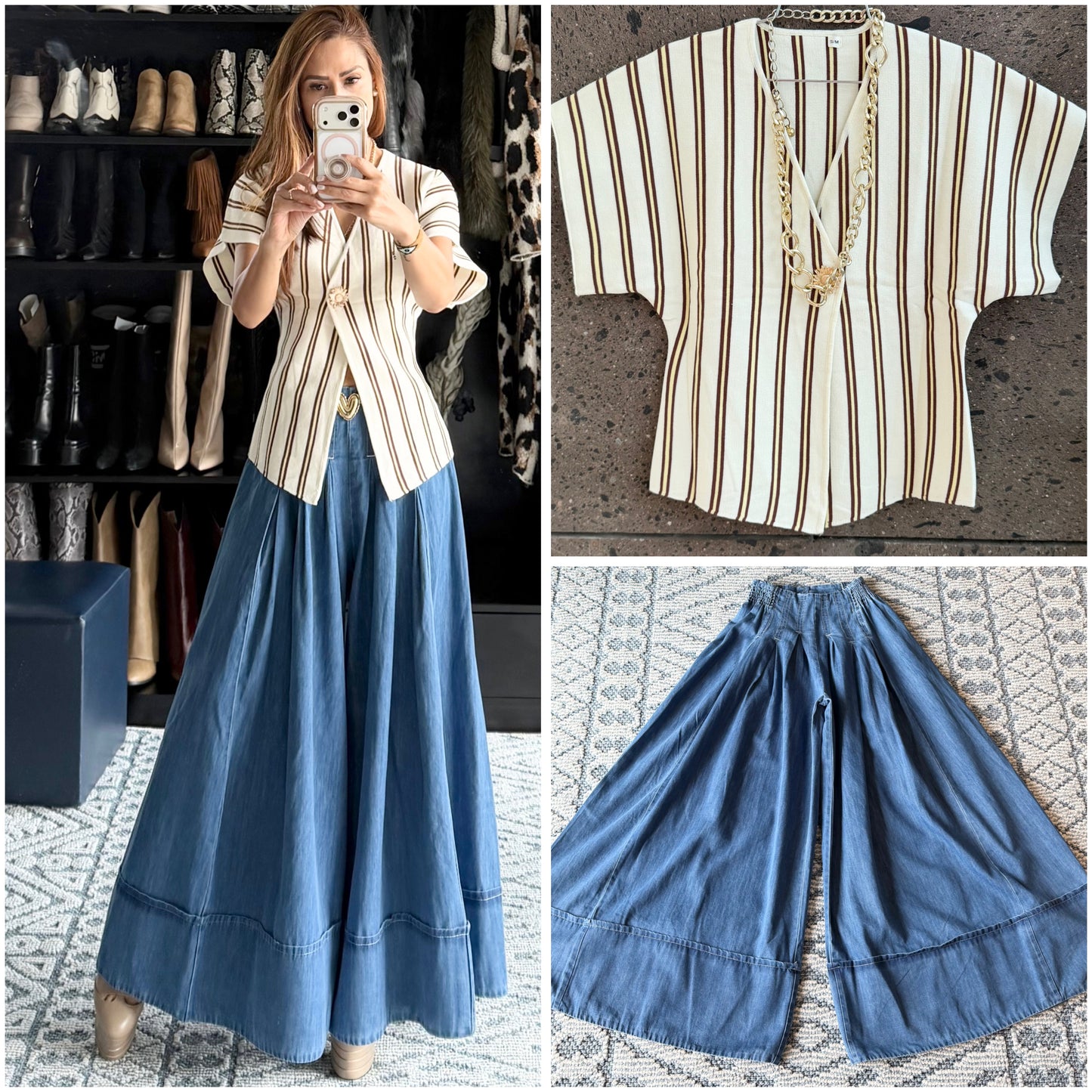 Blusa tejida rayas perla