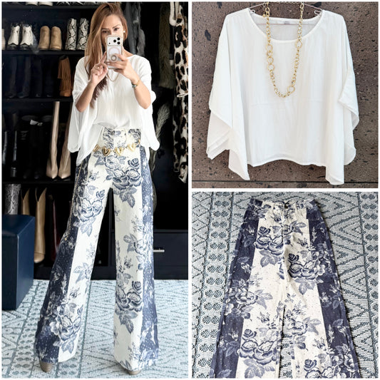Blusa mariposa seda perla
