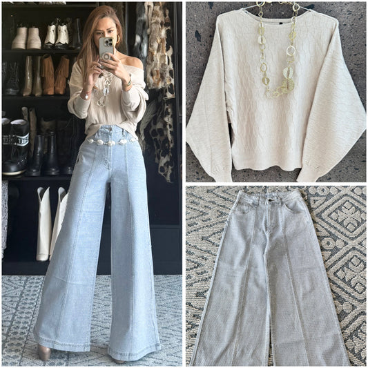 Sweter hombro caído capuchino