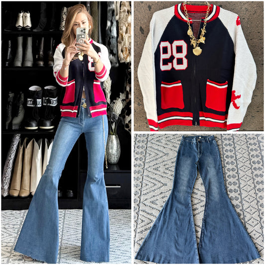 Sweter 89 navy rojo