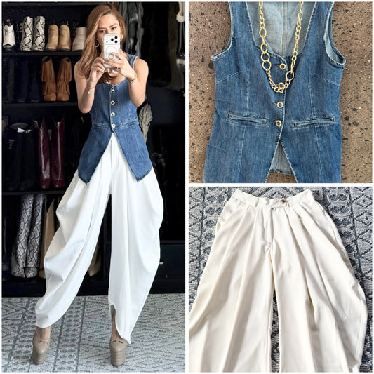 J pantalón drapeado blanco