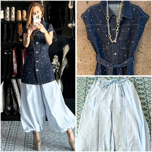 Camisa Denim brillos clara