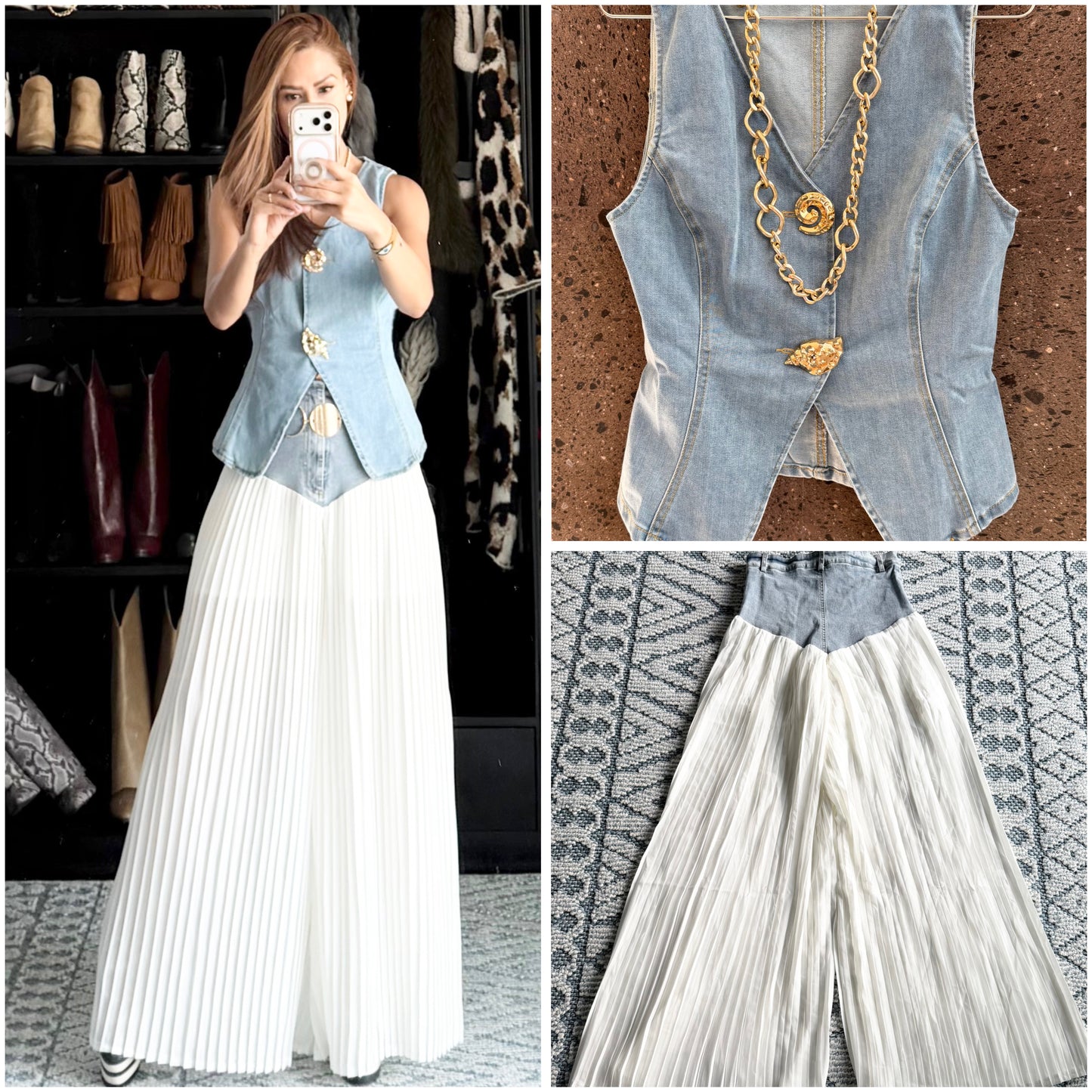 Jeans stretch con tableado