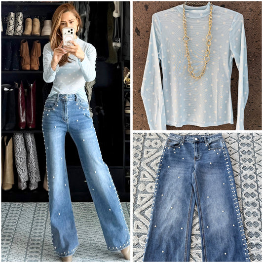 Jeans stretch perla lado