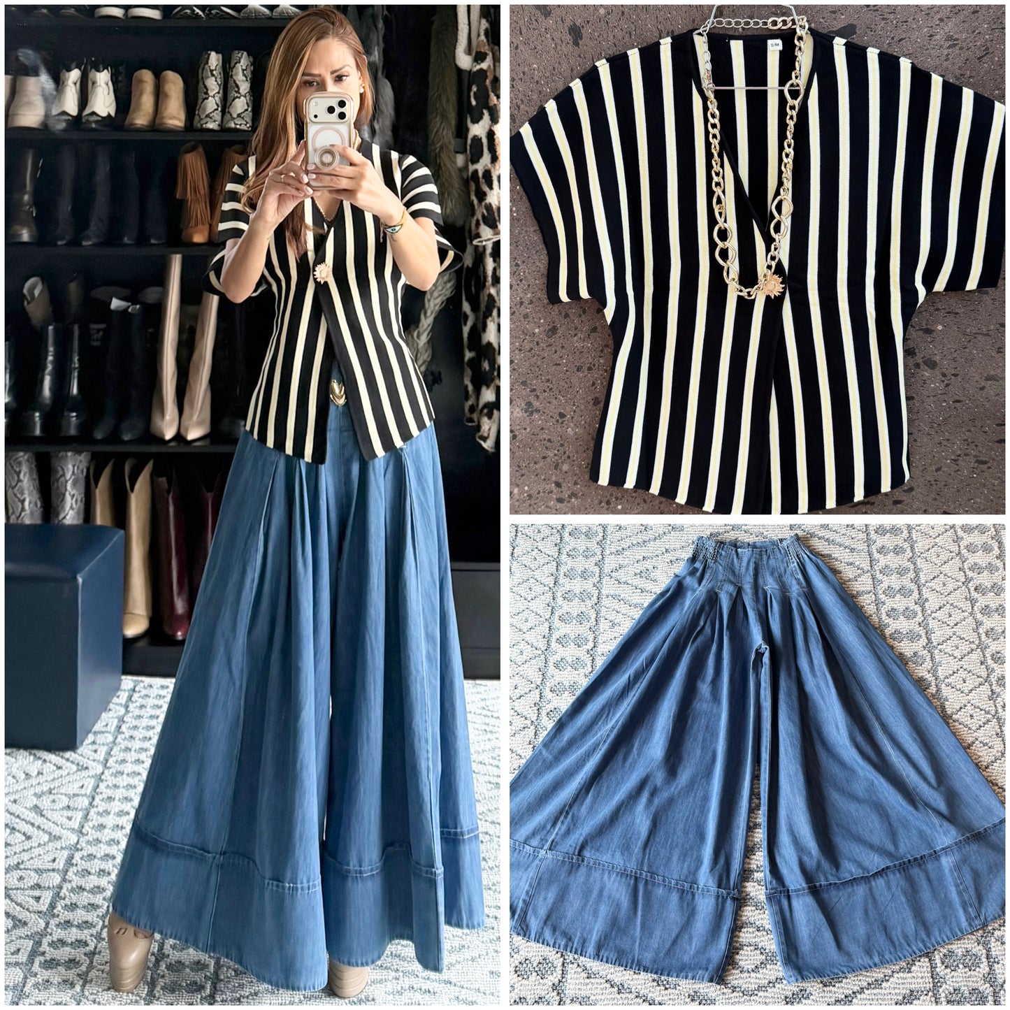 Blusa tejida rayas negra