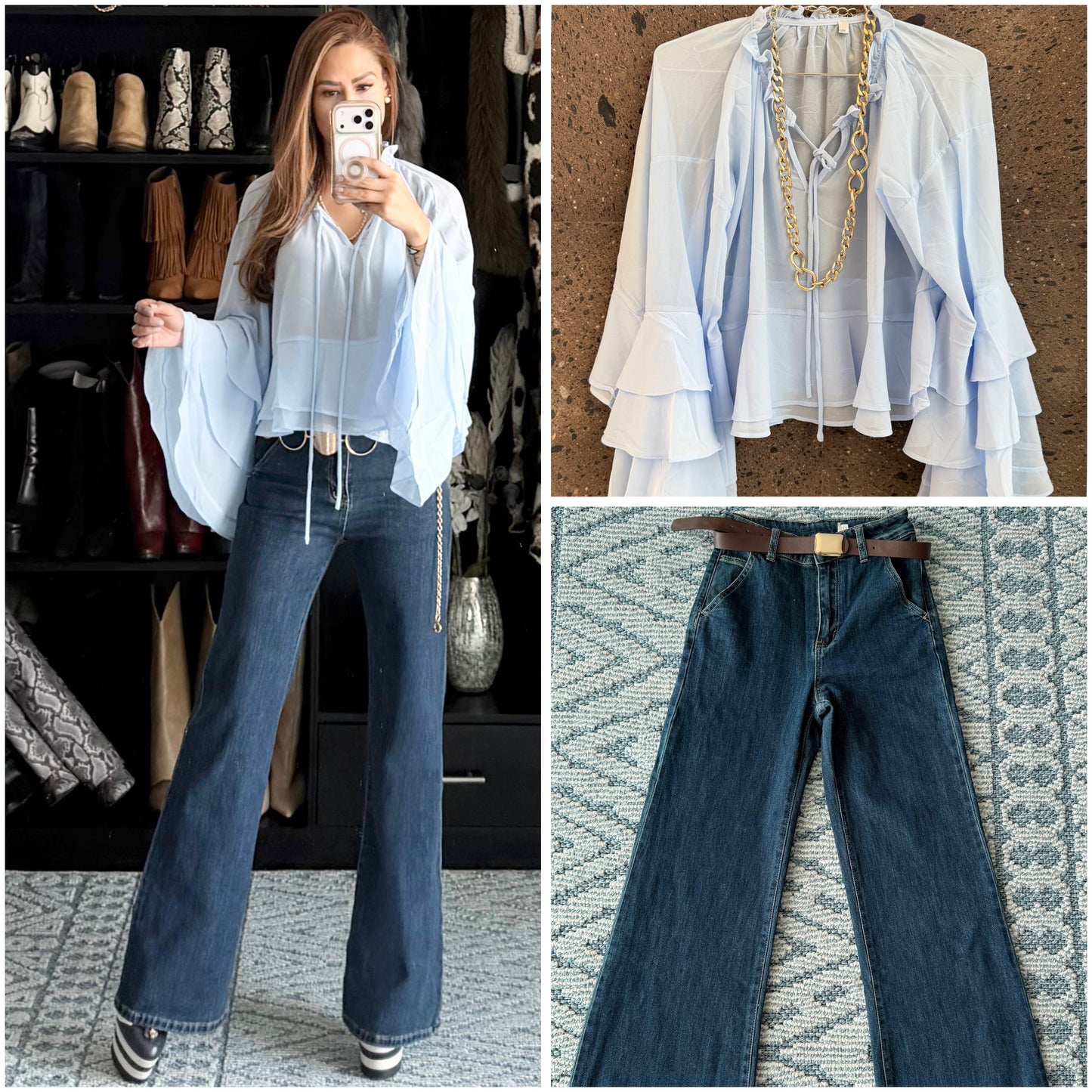 Jeans Wide stretch con cinturón