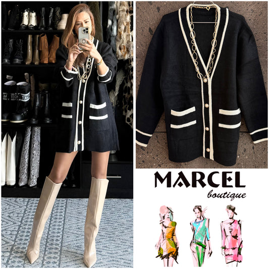 Sweter largo perla negro