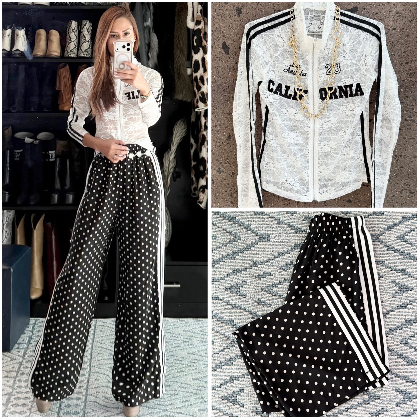 Chamarra encaje sport blanca negro