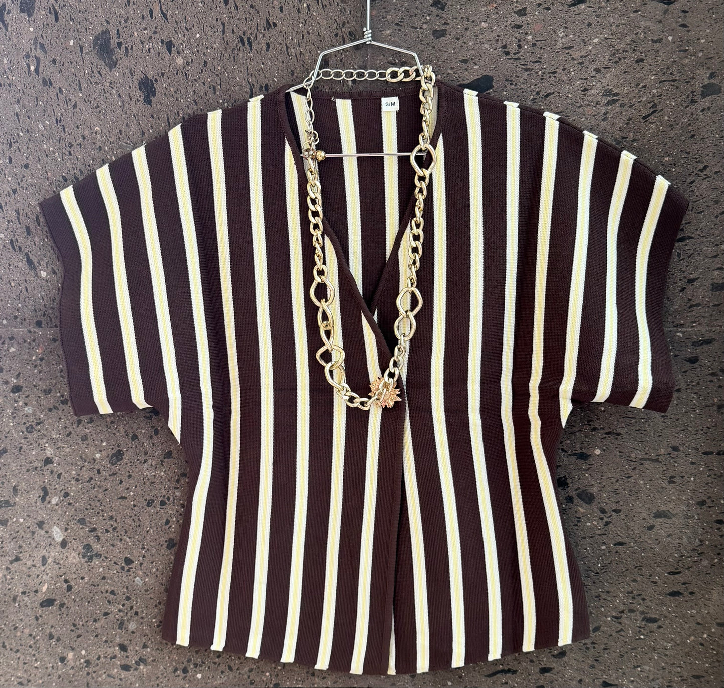 Blusa tejida rayas chocolate
