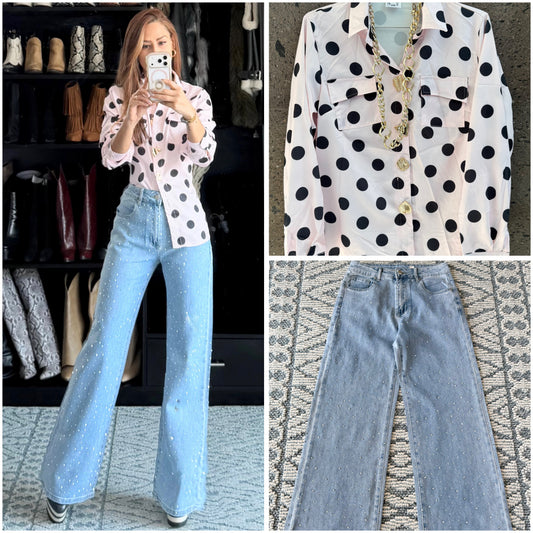 Camisa polka baby Pink