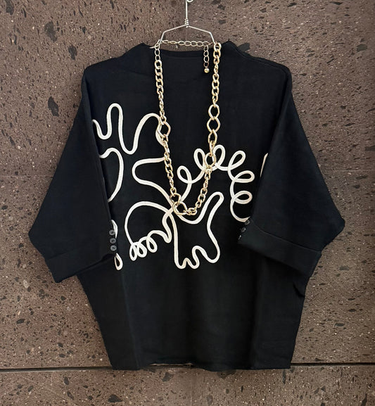 Sweter dibujo negro