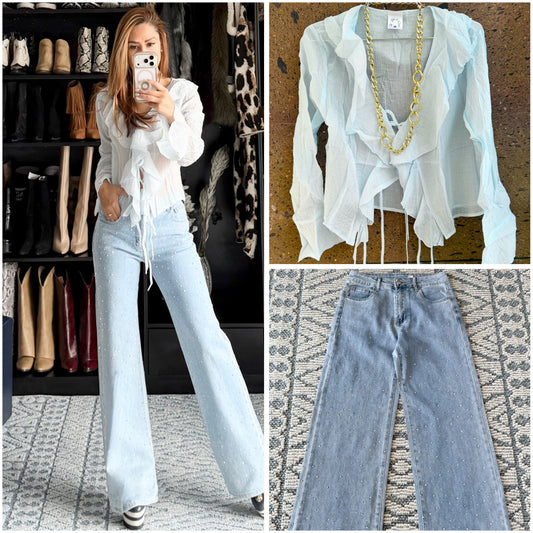 Blusa boho amarre baby blue