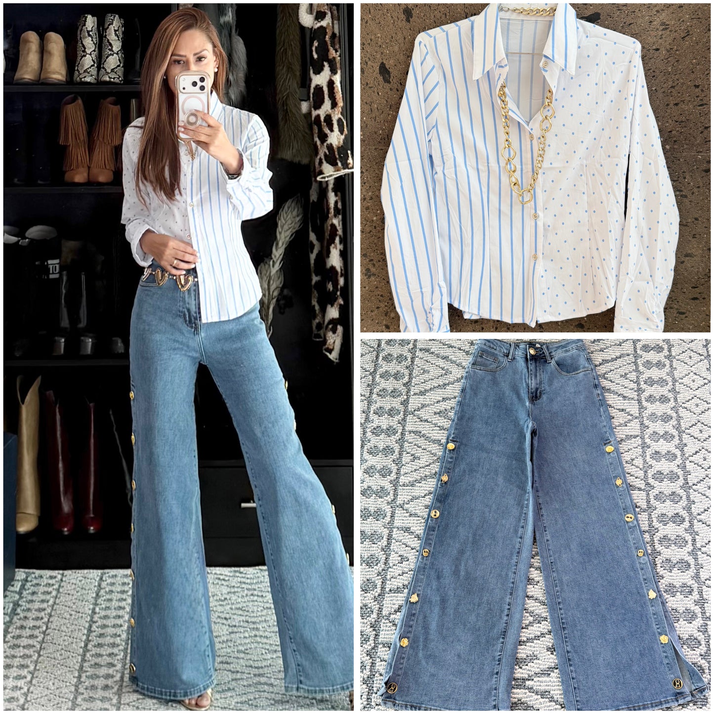 Camisa bolas raya stretch baby Blue