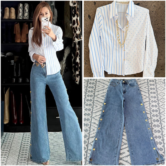 Camisa bolas raya stretch baby Blue