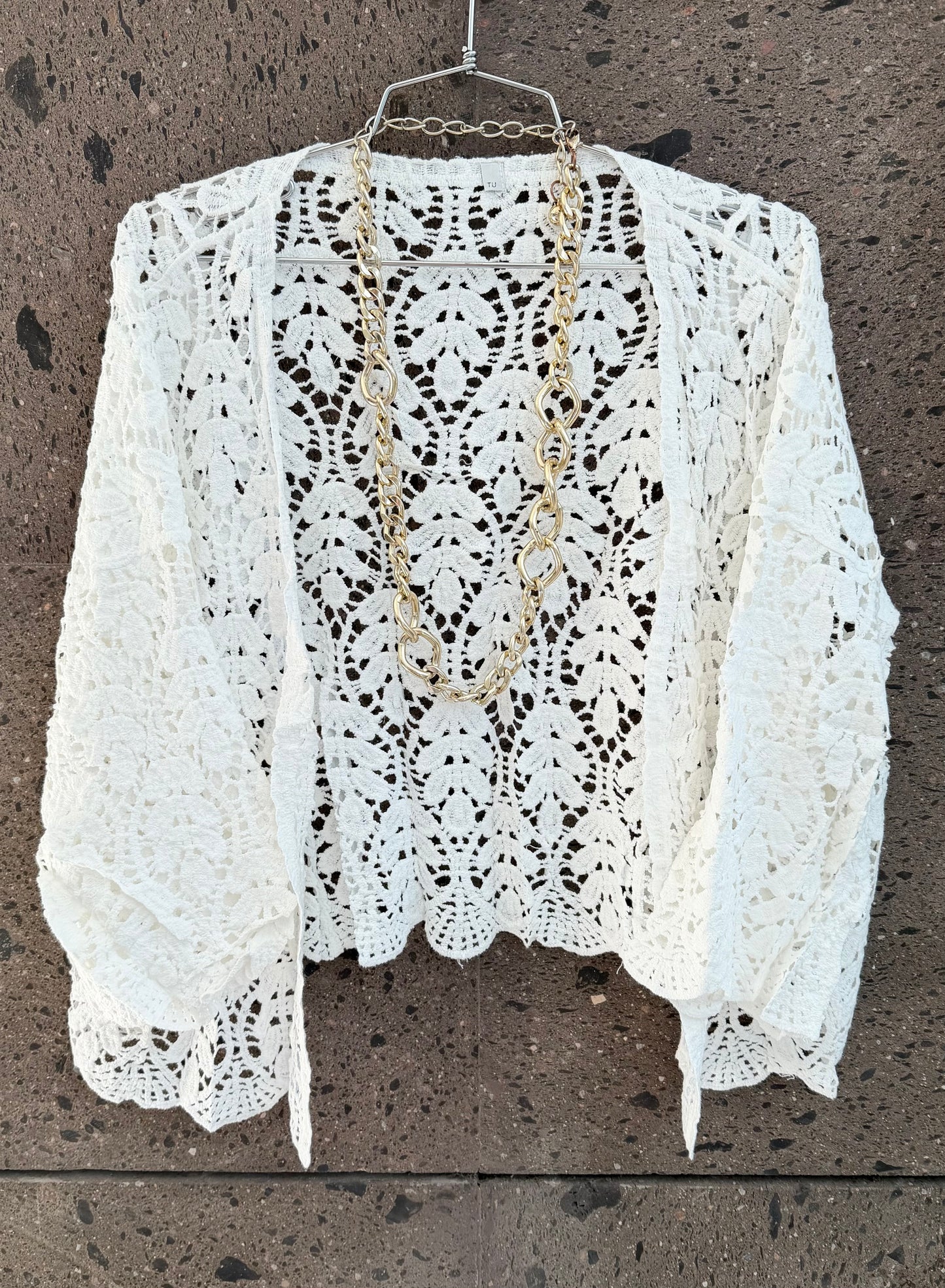 Kimono crochet fino perla