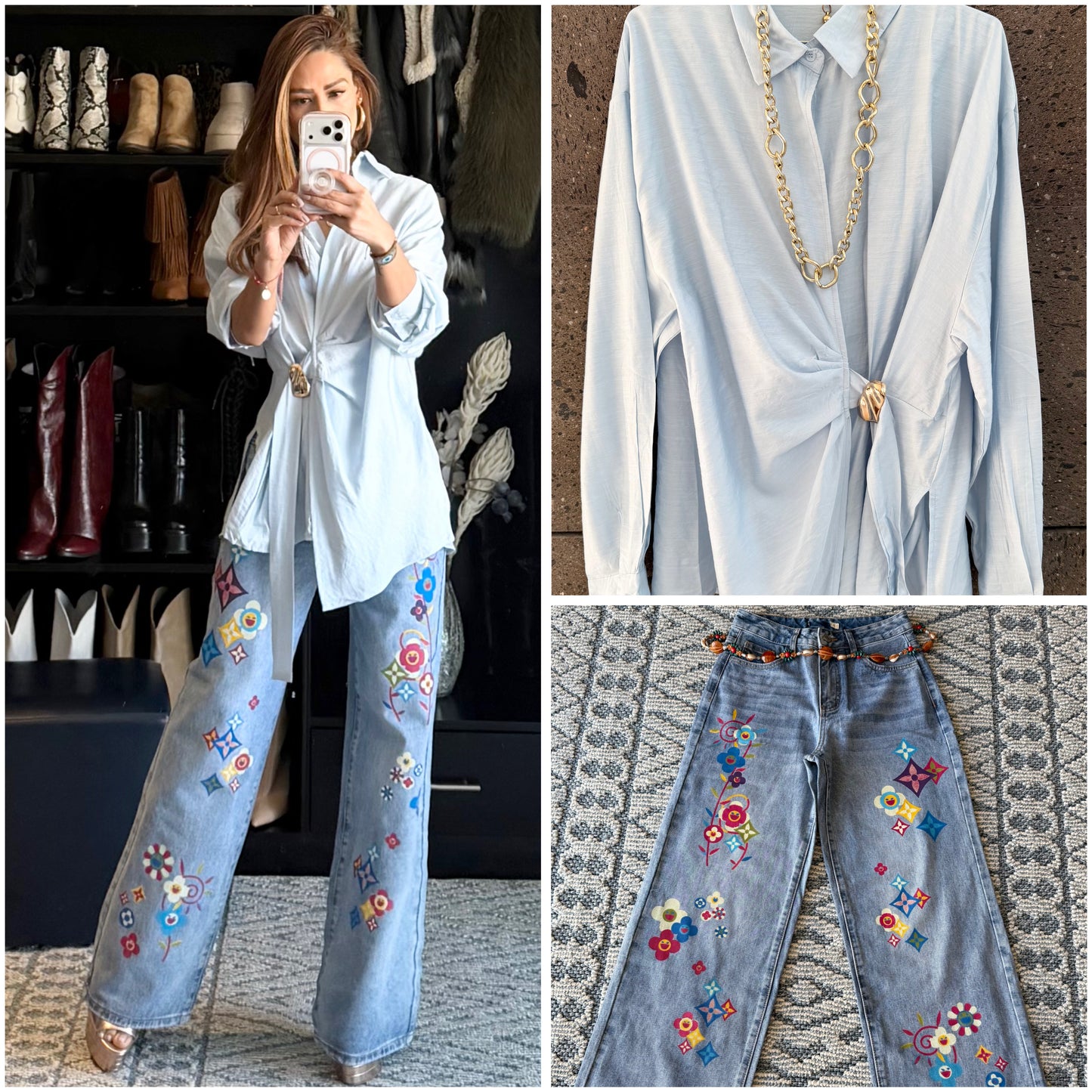 Blusón broche baby Blue