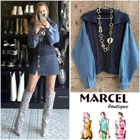 Sweter cuello manga Denim navy