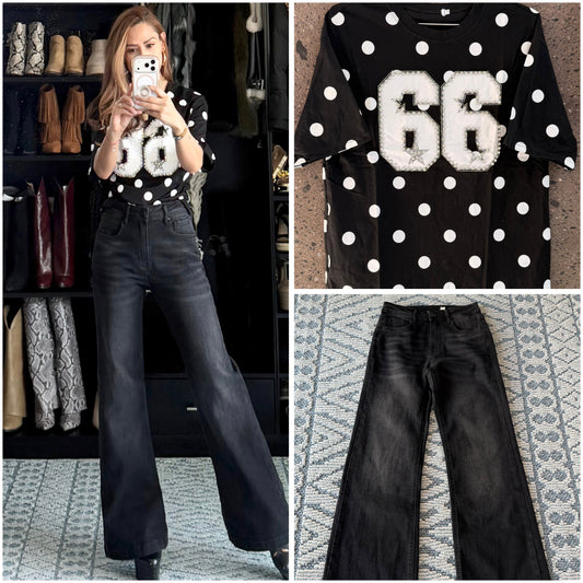 Jeans súper flare negro