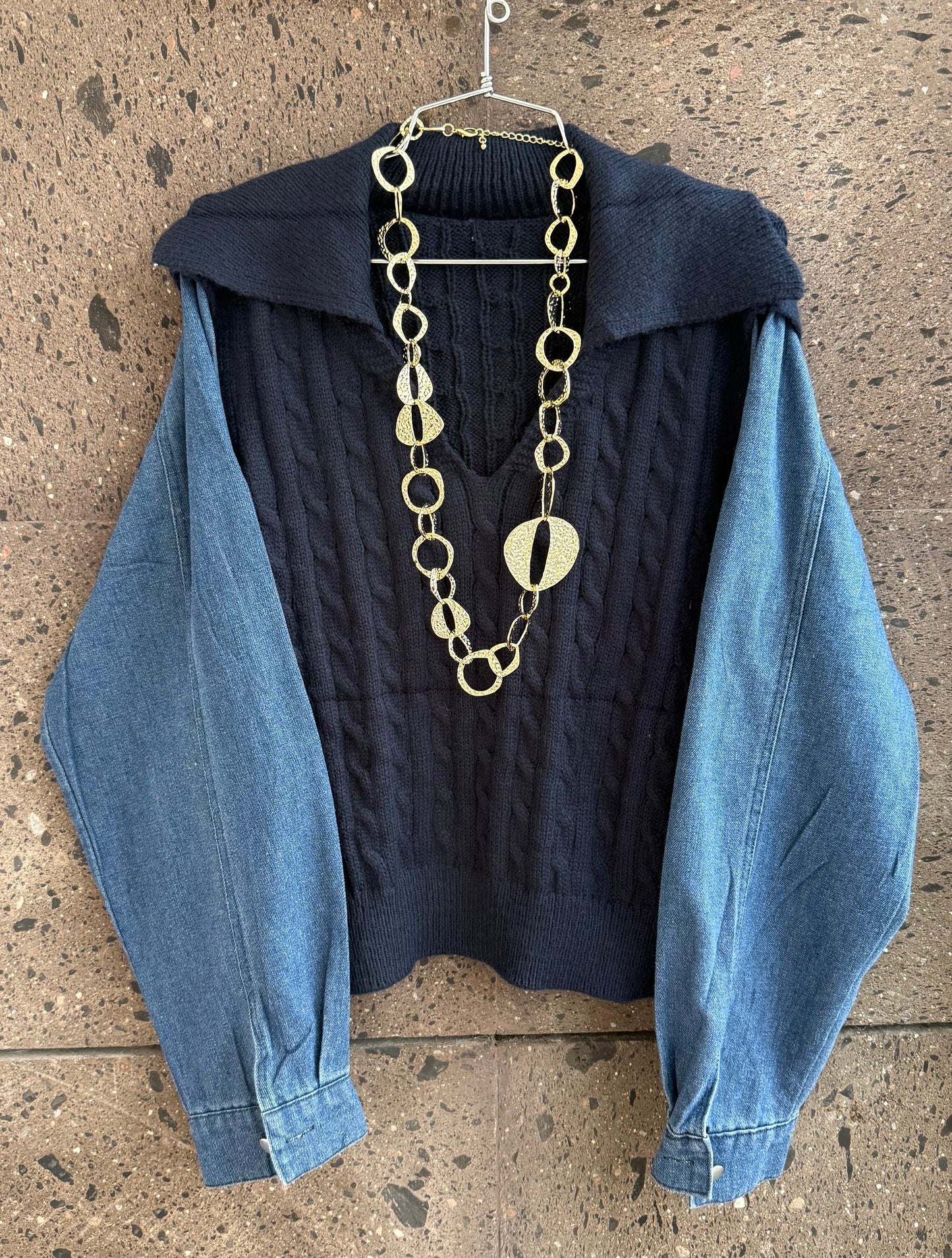 Sweter cuello manga Denim navy