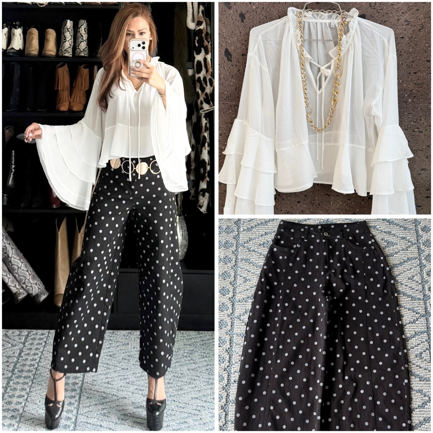 Jeans ballon polka negro stretch