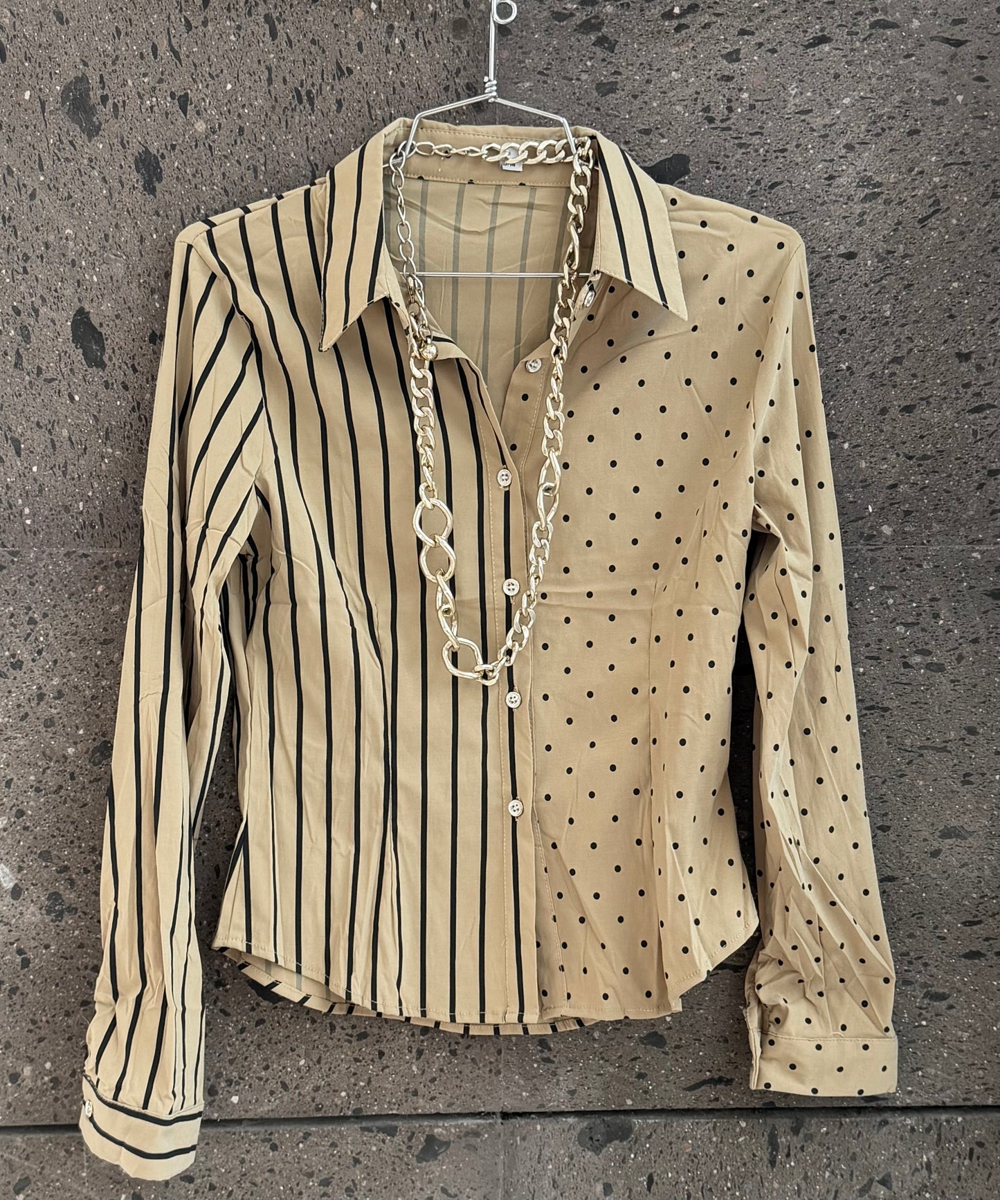 Camisa bolas raya stretch mocha