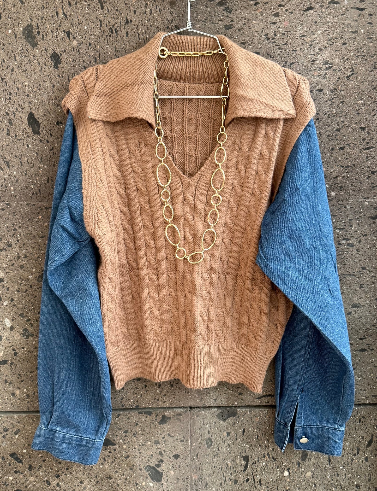 Sweter cuello manga Denim cocoa