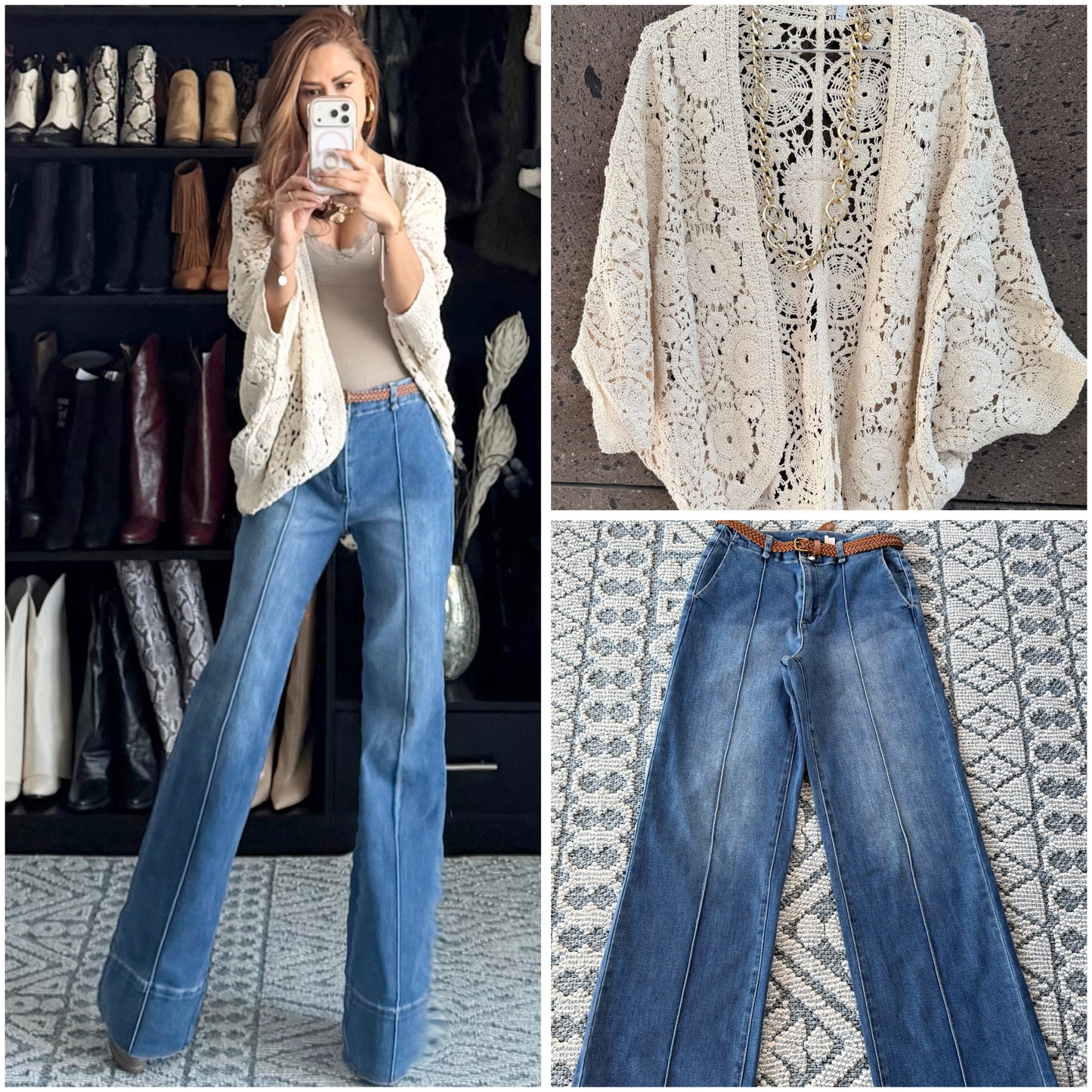 Jeans wide stretch cinturón