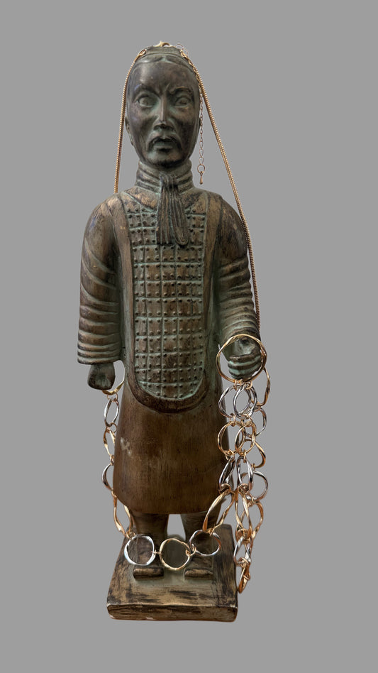 T Collar dorado plata delgado largo