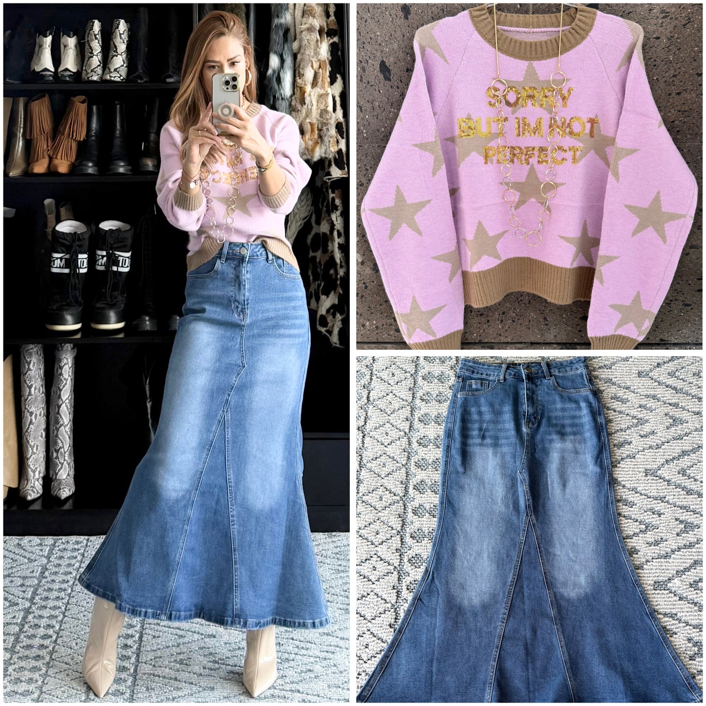 Falda denim stretch oscura