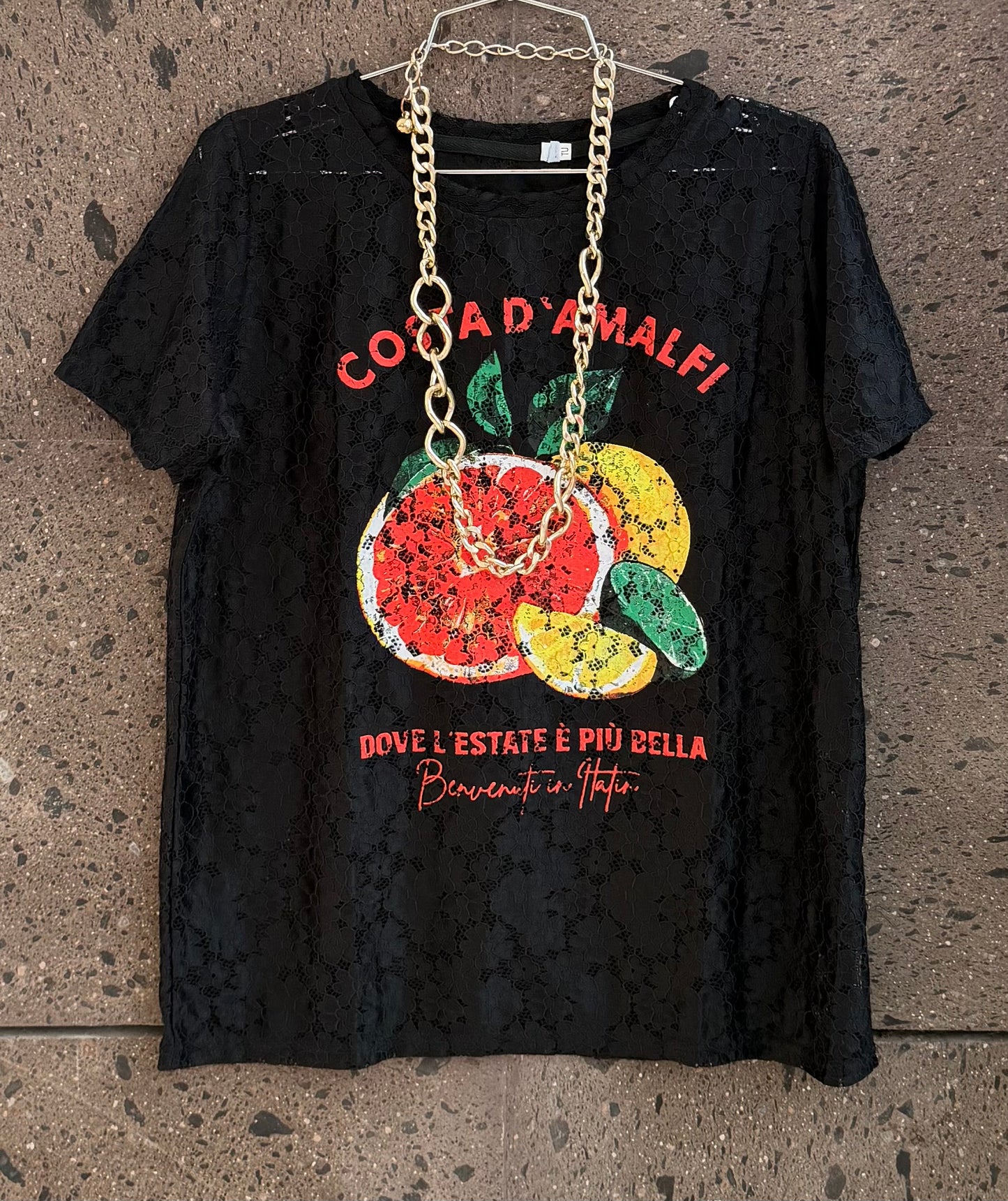 Blusa encaje amalfi negra