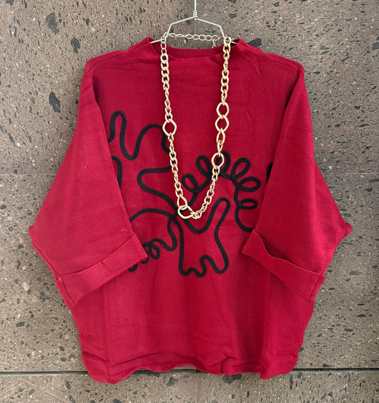 Sweter dibujo rojo
