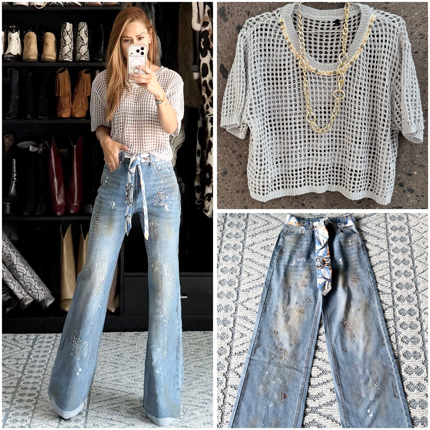 Blusa tejida gris