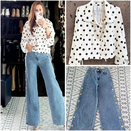 Bomber polka satinada perla