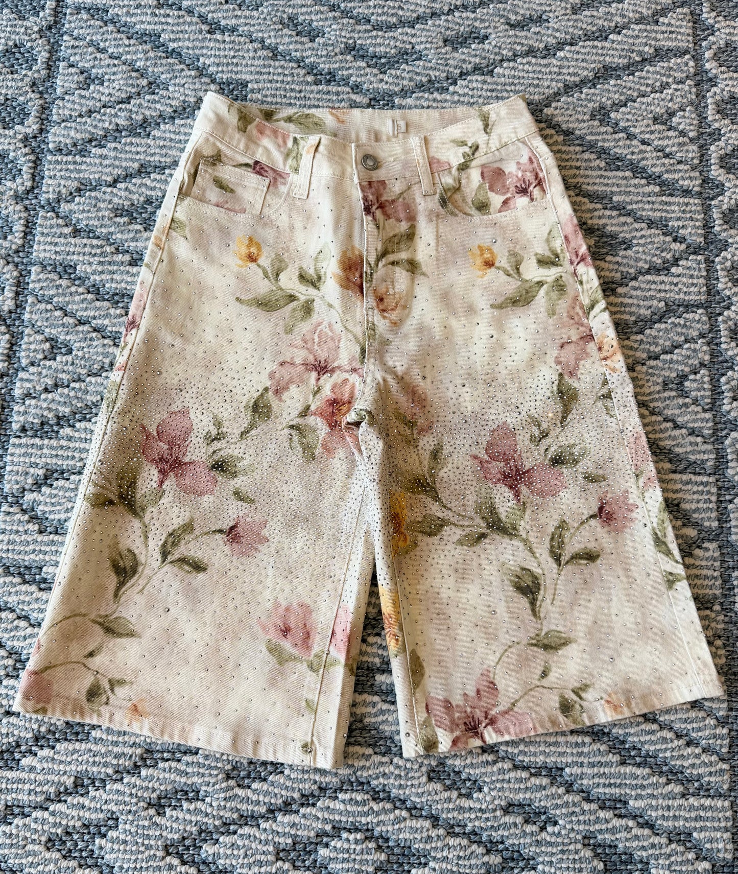 J bermuda flores brillos stretch
