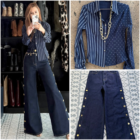 Camisa bolas raya stretch navy
