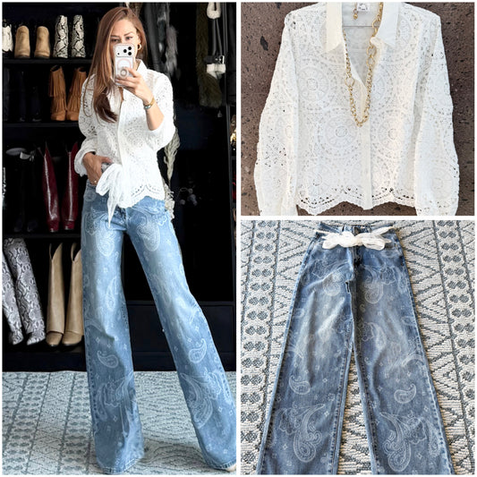 Jeans stretch paisley mascada