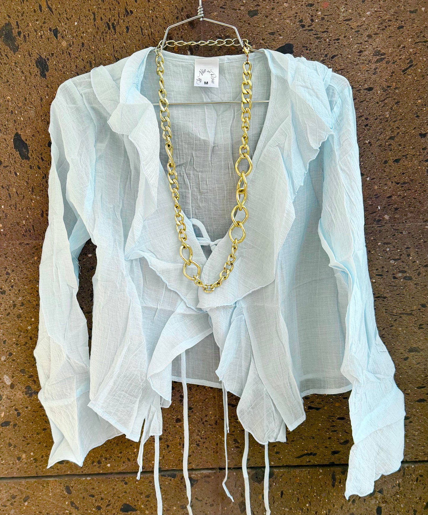 Blusa boho amarre baby blue