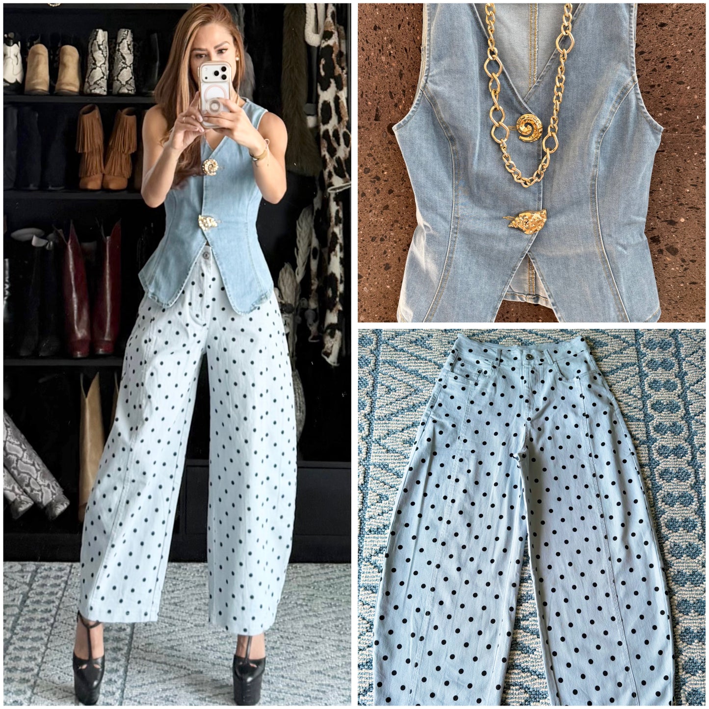 Jeans ballon polka baby blue stretch