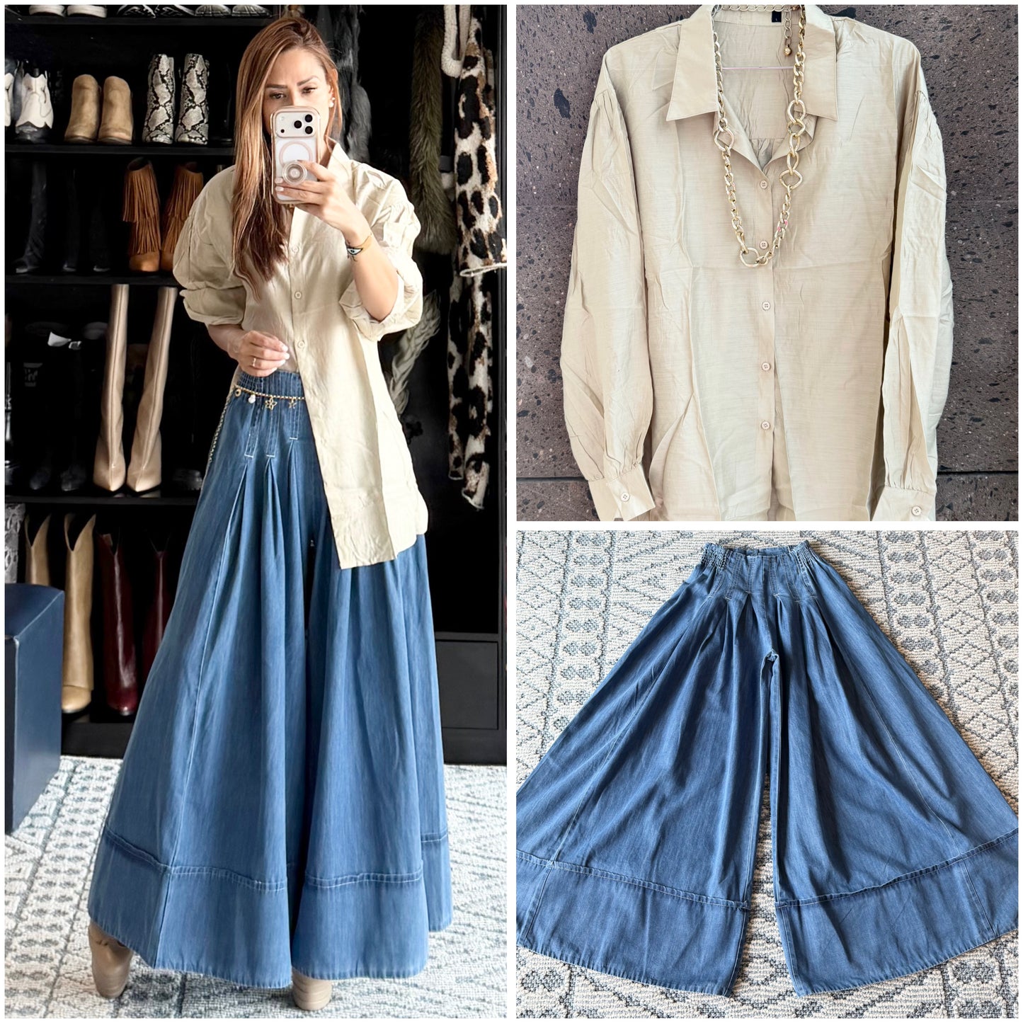 Camisa larga seda mocha