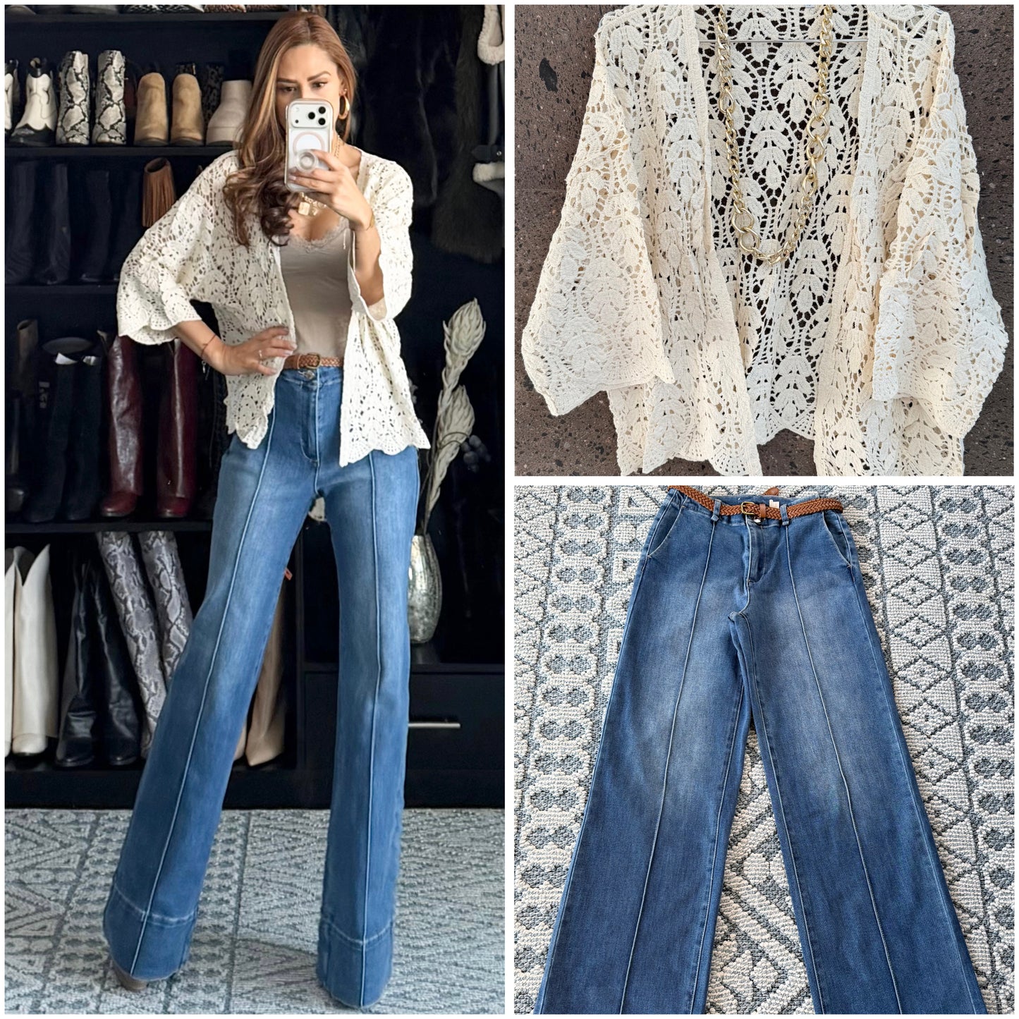 Jeans wide stretch cinturón