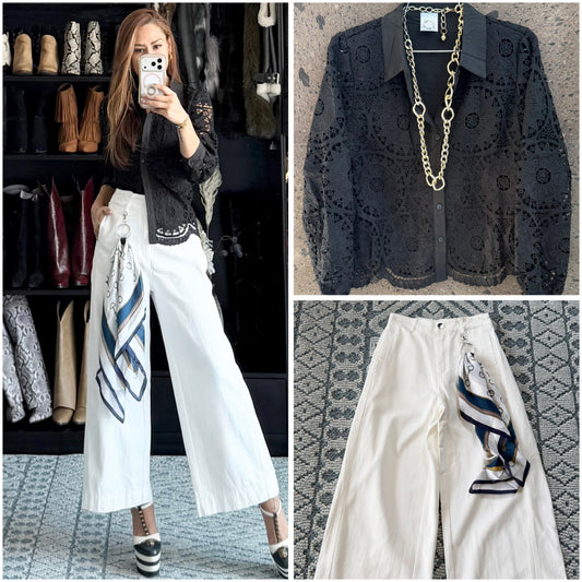 Jeans Wide stretch con mascada