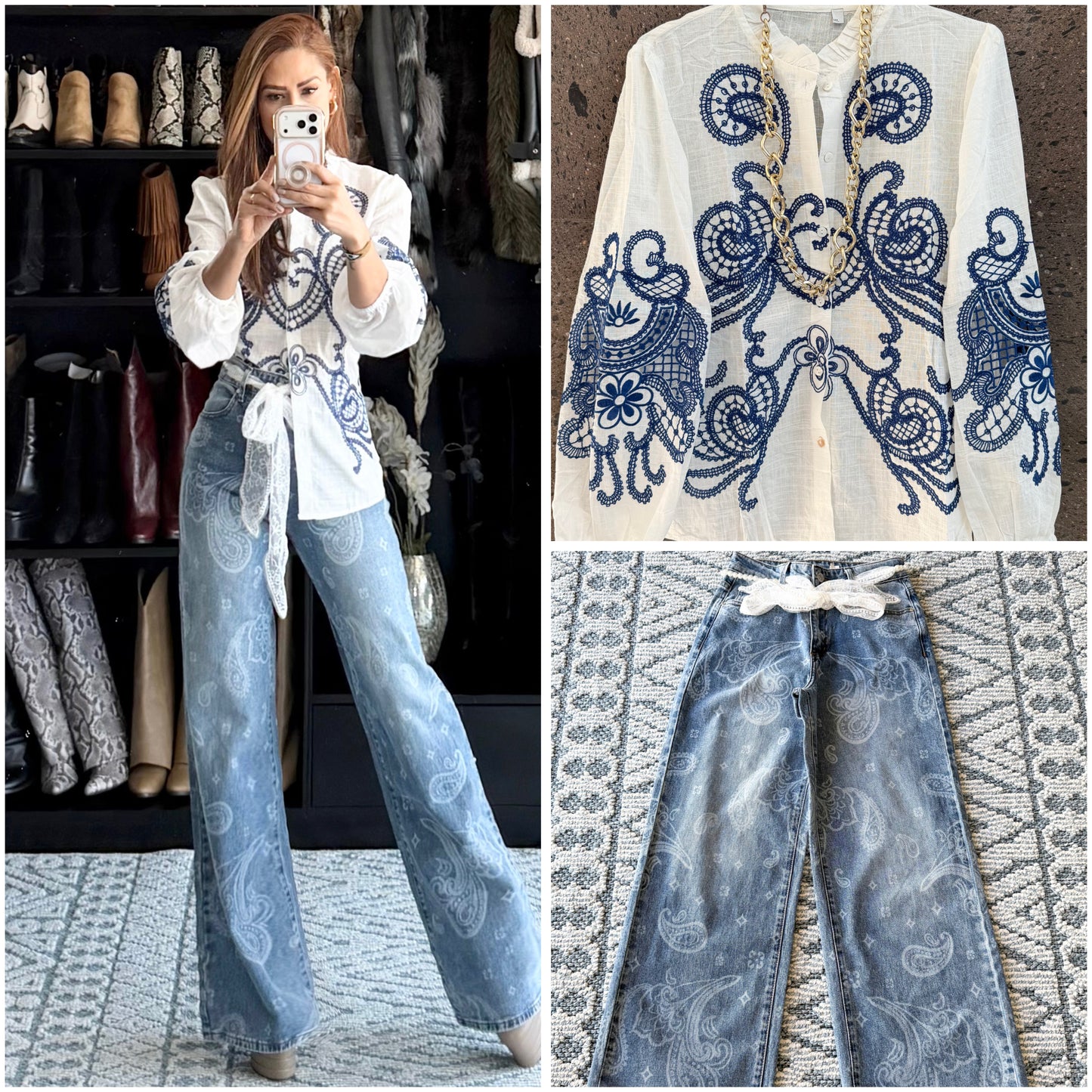 Jeans stretch paisley mascada