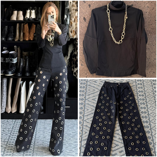 T Top basic cuello alto negro